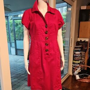 Robbie Bee Raspbeyyy Red Button-Up Dress 14 Petite